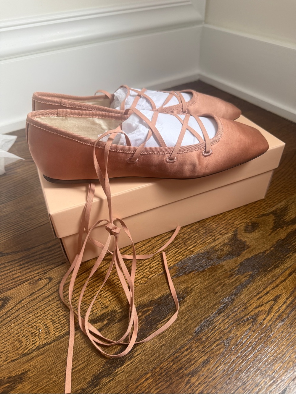 Loeffler Randal Louisa lace-up satin ballet flats Sz 10b - Picture 2 of 8